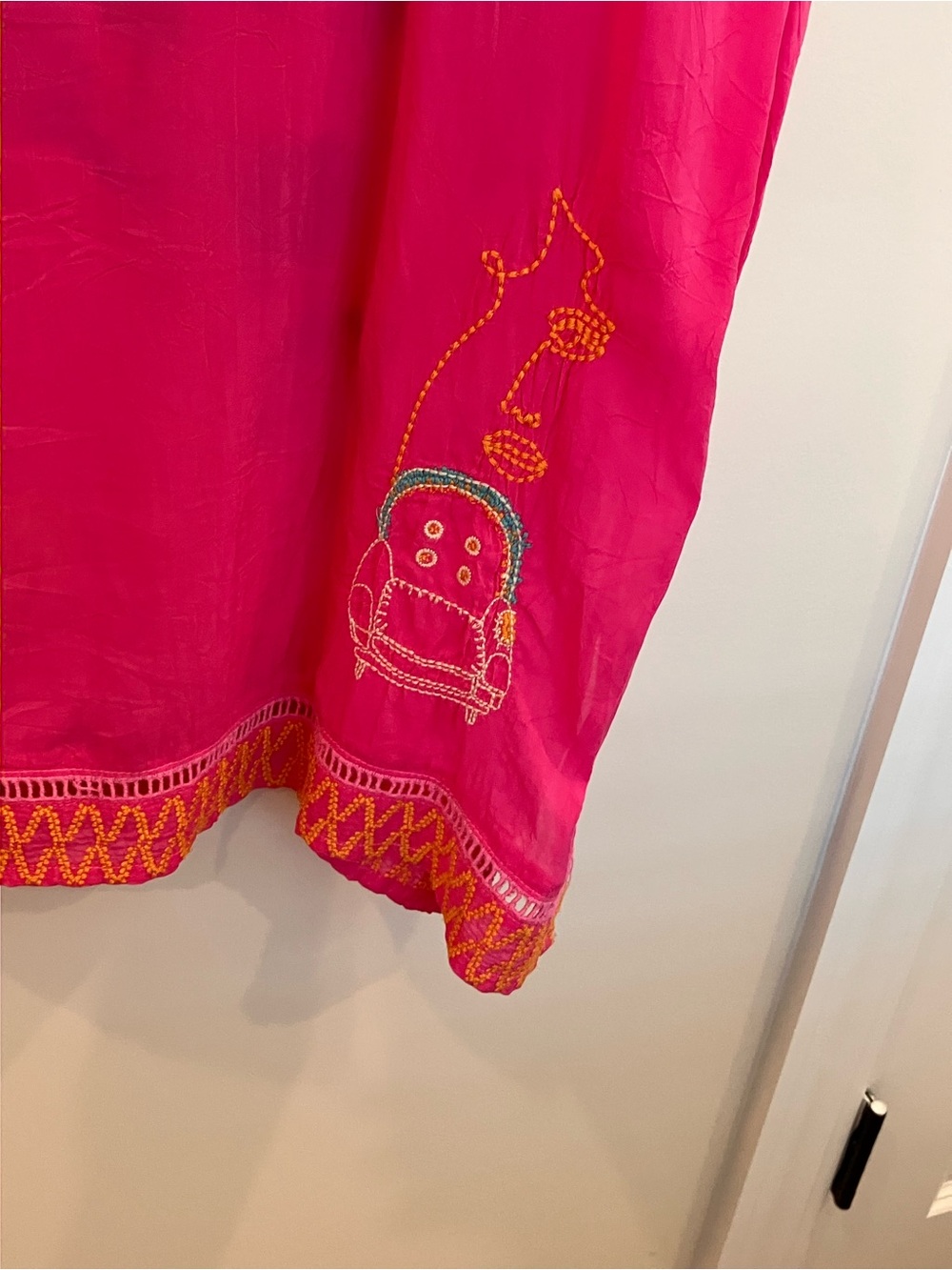 Johnny Was Bright Fuchsia Embroidered V-Neck Tunic - Picture 10 of 14